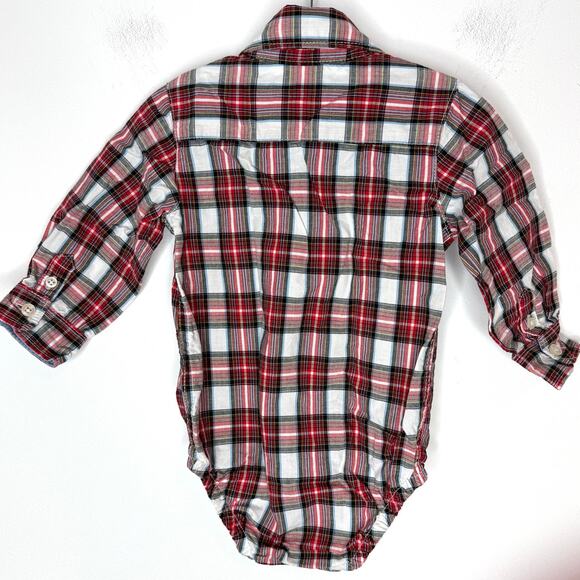 Carter's Baby Boy Plaid Button Down Shirt One Piece Set Red Blue Size 9 Months - Picture 11 of 13